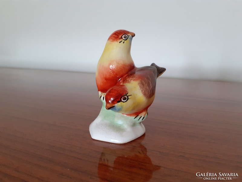 Old Bodrogkeresztúr ceramic bird couple figurine