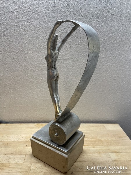 Art deco chrome bronze statue
