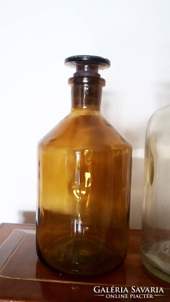 Old pharmacy glass cork bottle 2 pcs