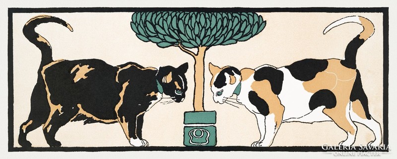 Edward penfield - cats under the tree - reprint