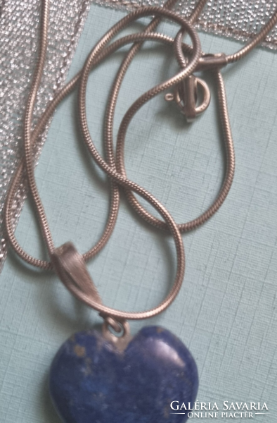 Silver pendant with chain and 925 lapis lazuli stones