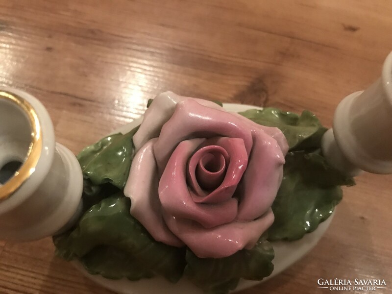 Herend tertia candle holder with rose