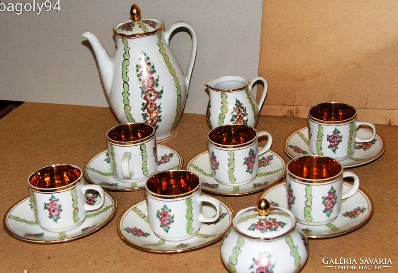 6-piece hand-painted porcelain coffee set - Zsuzsa painting on German porcelain