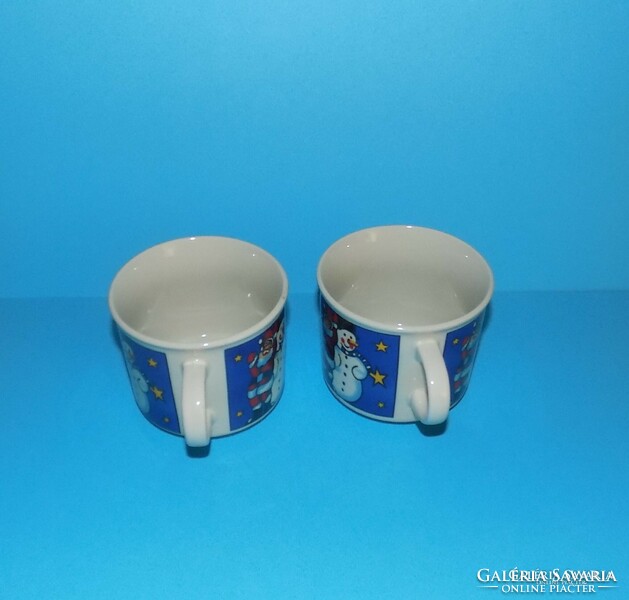 Wellco Design Porcelain Mug Cup Pair Santa Claus Snowman Christmas (11 / d)