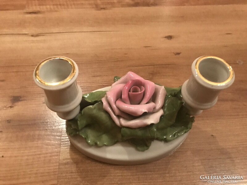 Herend tertia candle holder with rose
