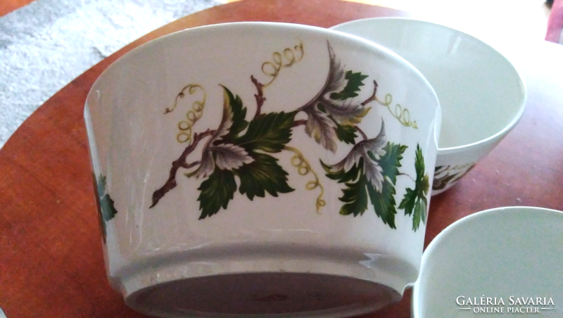 Régi antik Ditmar Urbach 3 db porcelán szőlőindás, leveles, tálaló tálak készlete ( saláta, kompót,