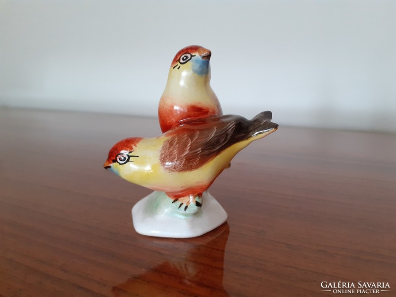 Old Bodrogkeresztúr ceramic bird couple figurine