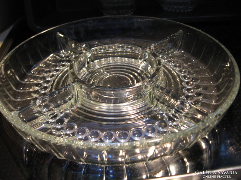 Retro beaded, bubbly reims france glass split bowl