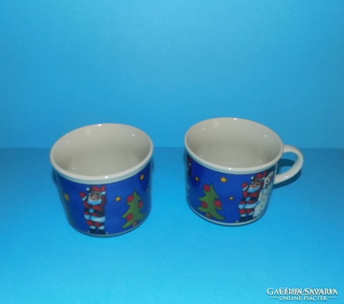 Wellco Design Porcelain Mug Cup Pair Santa Claus Snowman Christmas (11 / d)