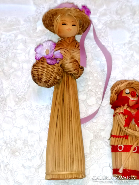 Kézműves szalma dísz babák, dekorációs célra 16.