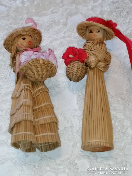Kézműves szalma dísz babák, dekorációs célra 14.