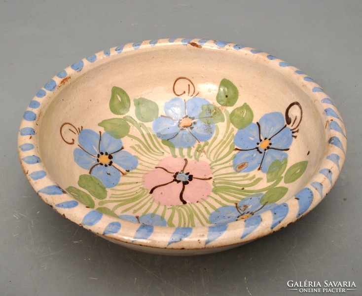 Beautiful folk deep bowl, wall plate from Hódmezővásárhely, 1910s,