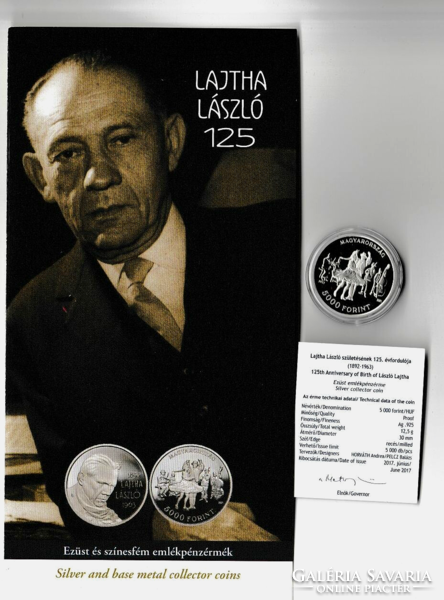 2017 - László Lajtha was born 125 years ago - ag925 - 5000 ft pp - with certificate, introduction