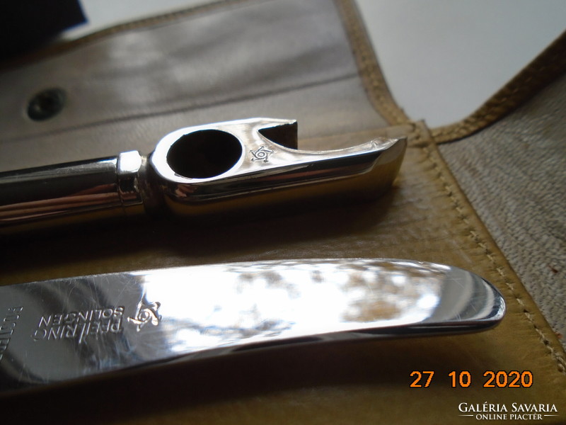 Solingen gesch.Gesch.Pfeilring (= arrow ring) solid can opener, tkg can opener and knife in case