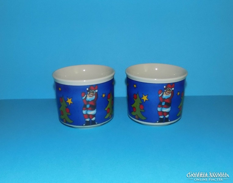 Wellco Design Porcelain Mug Cup Pair Santa Claus Snowman Christmas (11 / d)