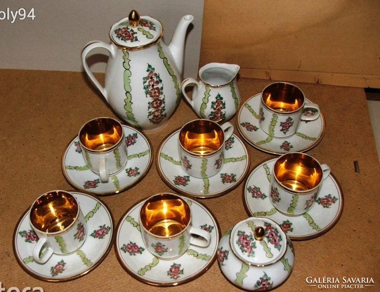 6-piece hand-painted porcelain coffee set - Zsuzsa painting on German porcelain