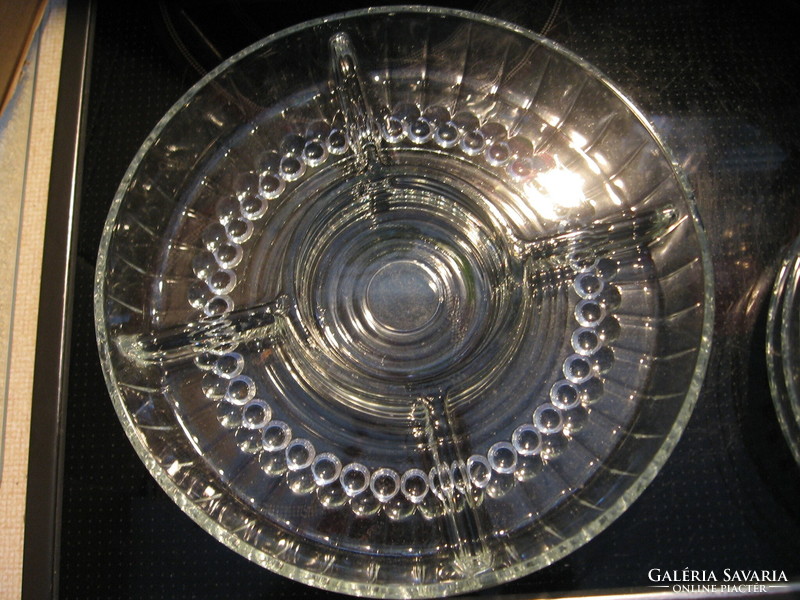 Retro beaded, bubbly reims france glass split bowl