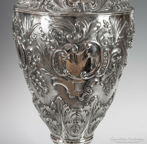 Giant silver vase - richly decorated with baroque elements