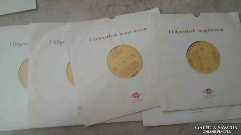 Retro német nyelvleckék 7 bakeliten, 60-as évek retro  bakelit lemezek dobozban
