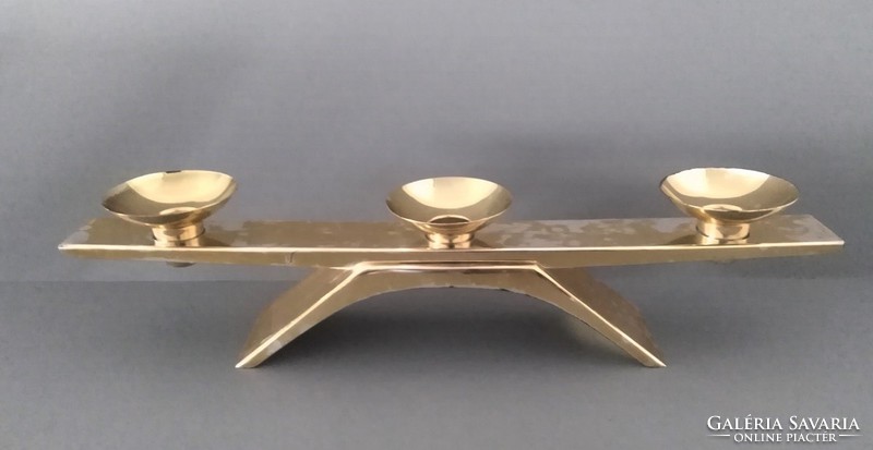 Kurt Radke wmf ikora gilded bauhaus candlestick, 1960