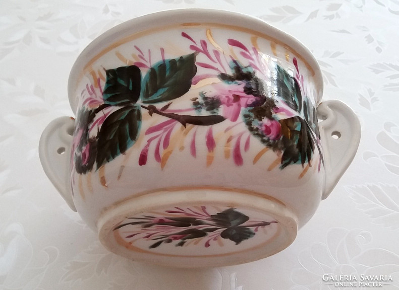 Old flowery thick-walled porcelain bowl rose folk antique coma bowl