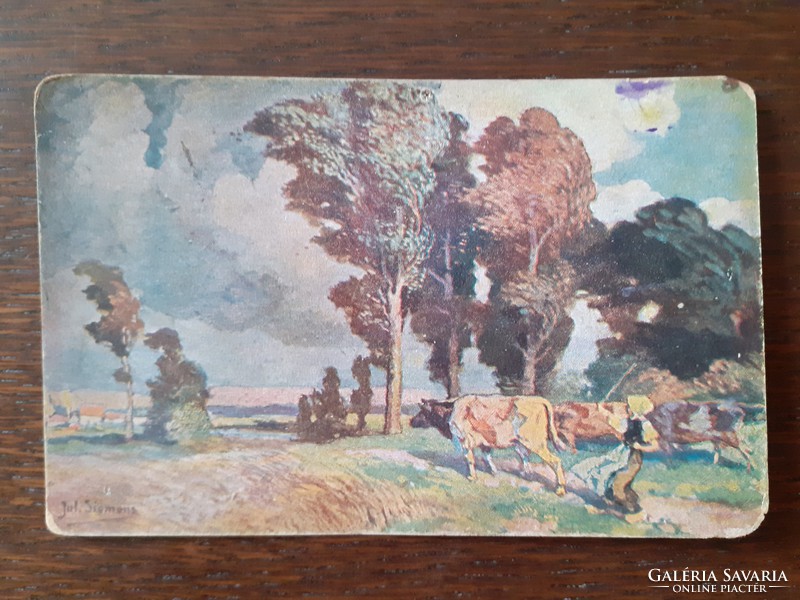Old postcard rural landscape postcard