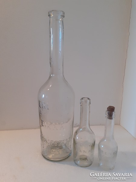 Old pharmacy pharmacy bottle Erényi Béla Diana salt and pepper spirit bottle 3 pcs