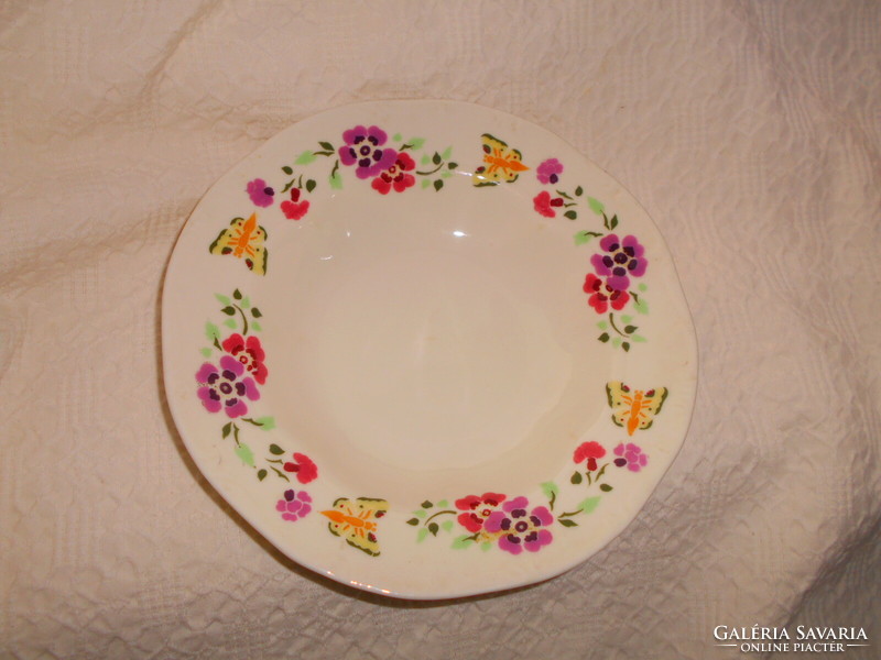 Zsolnay plate with butterfly flower pattern