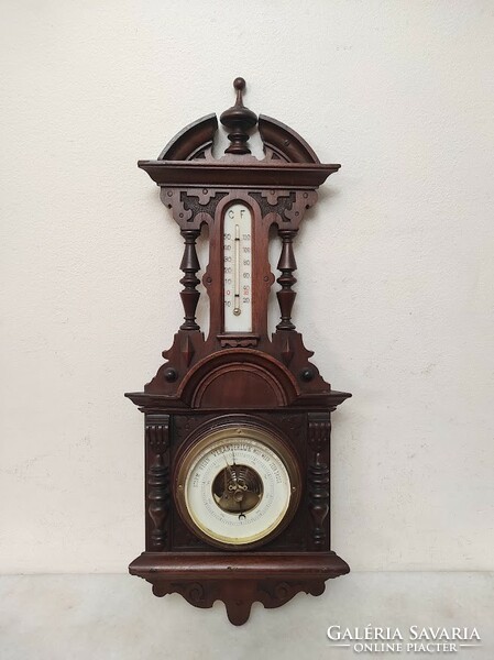 Antique Pewter German Barometer Richly Carved Wall Thermometer Working Dutch Text 534 5974