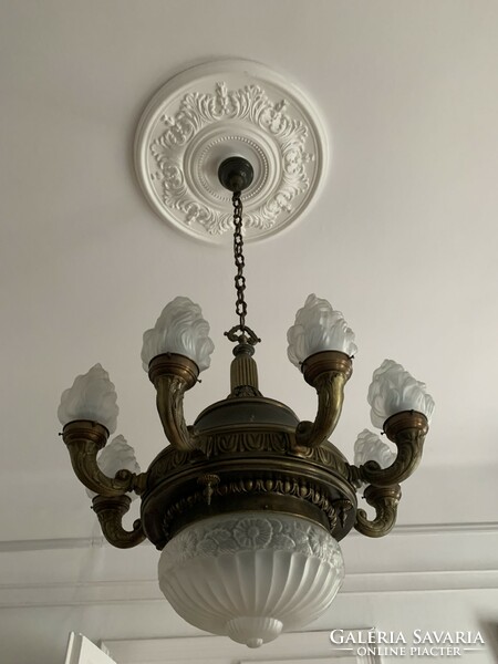 Antique high-class flamed bronze/copper 8-branch chandelier