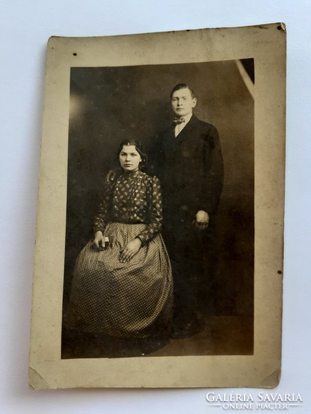 Régi fotó vintage női férfi pár fénykép képeslap levelezőlap