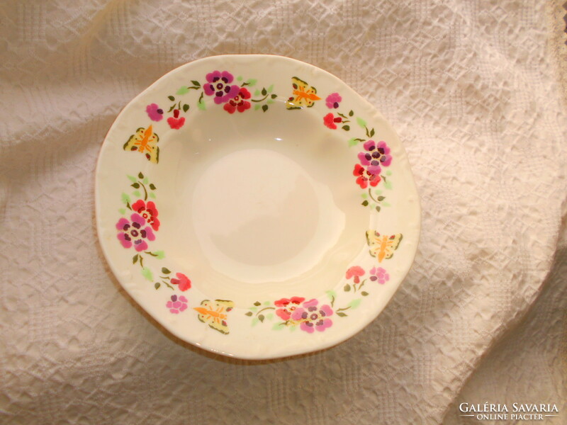 Zsolnay plate with butterfly flower pattern