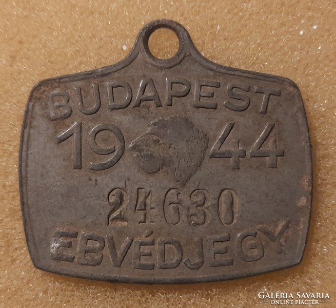 Budapest ebvédjegy 1944. 24630 . bárca , zseton , szükségpénz  .  POSTA VAN !!!