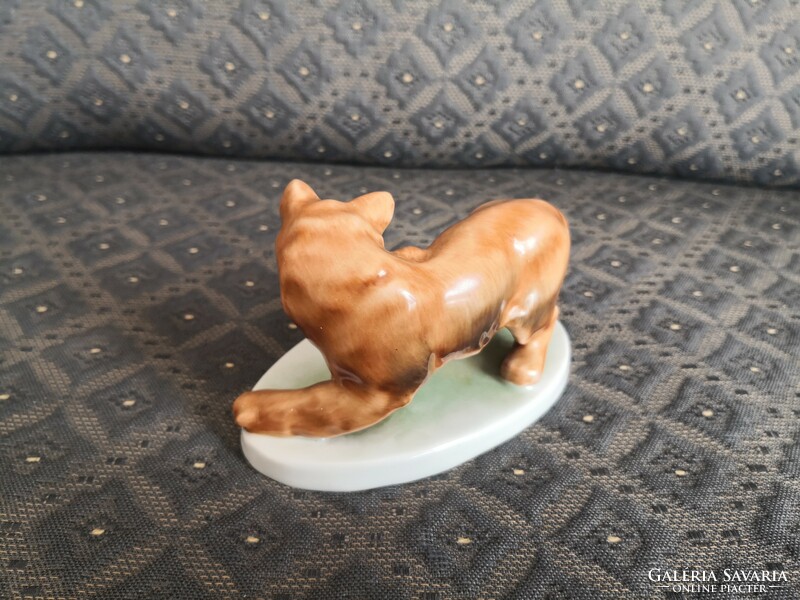 Herend porcelain dog, Scottish terrier with frog: designed by Lilian Exely