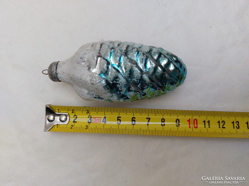 Old glass Christmas tree decoration with green snowy cone glass ornament