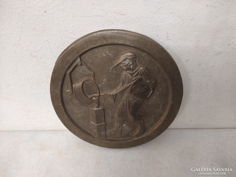 Antique bronze foundry metallurgical industrial casting worker plaque (1805-1955) 905 6028