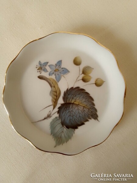 Old aquincum porcelain bowl plate+bowl hand painted same flower pattern marked numbered,
