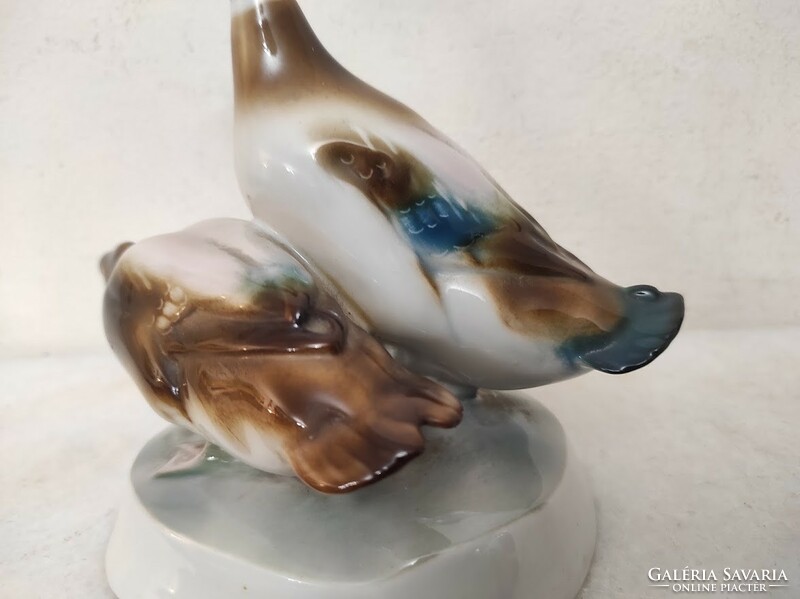 Antique Zsolnay duck couple porcelain statue 929 6052