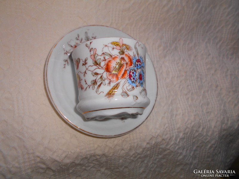 Hand painted porcelain tea cup and saucer