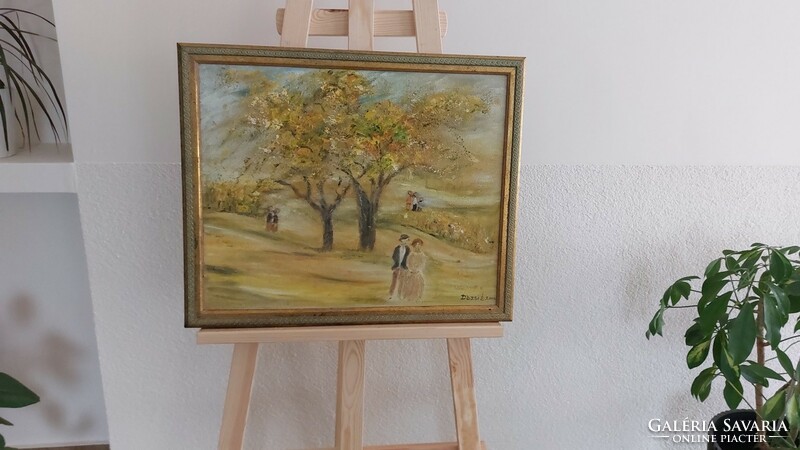 (K) Dézsi Éva  kedves életkép festménye  56x45 cm kerettel