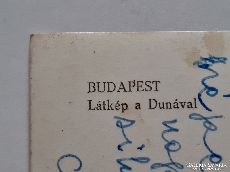 Régi képeslap Budapest látkép Duna rakpart fotó levelezőlap