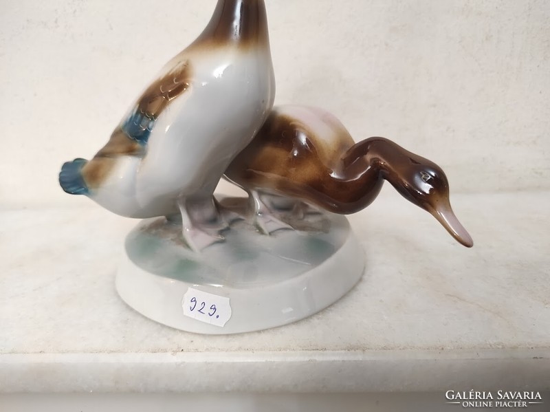 Antique Zsolnay duck couple porcelain statue 929 6052