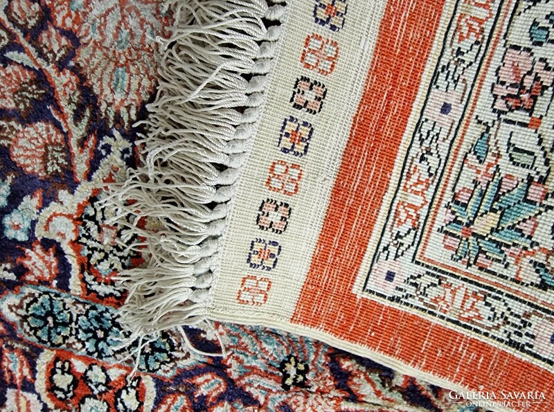 Real caterpillar silk 155x250 hand-knotted Persian carpet testicles pattern ff_23