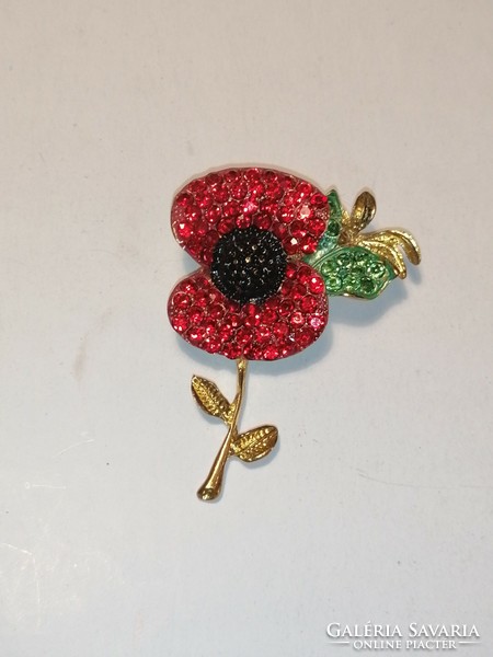 Poppy, flower brooch, pin (433)