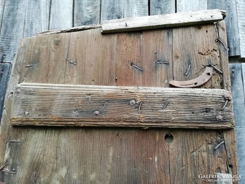 Double gate 18th century oak gate, entrance door, double cellar door, with forged hardware