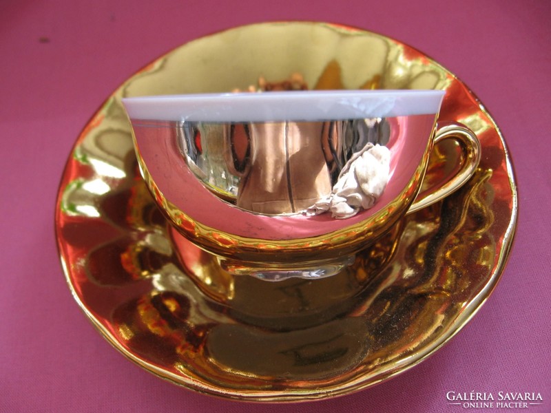 Retro full of gold collectible souvenir cup bad schallerbach ob. Oe.