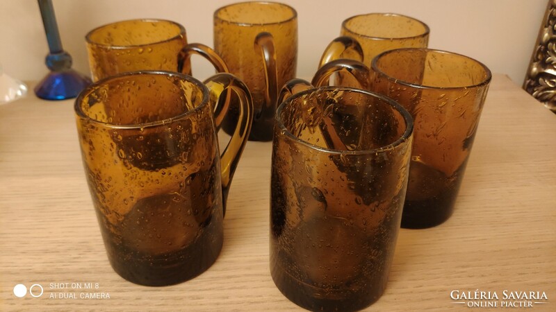 6 pieces of Swedish glass beer glasses designed by erik höglund for Kosta boda