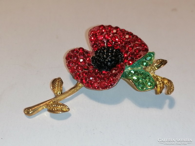 Poppy, flower brooch, pin (433)