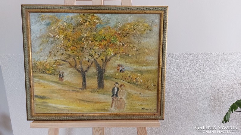 (K) Dézsi Éva  kedves életkép festménye  56x45 cm kerettel