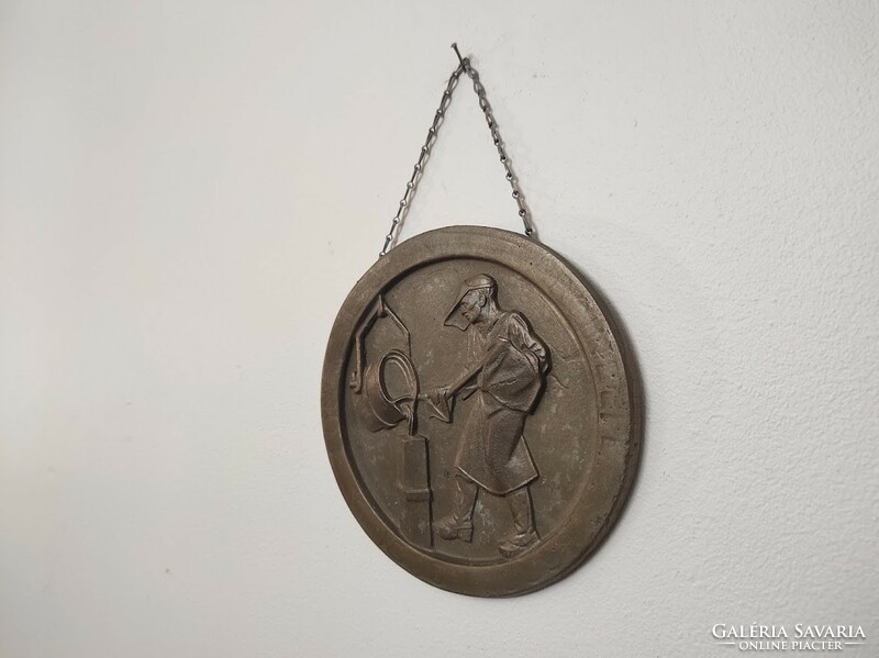 Antique bronze foundry metallurgical industrial casting worker plaque (1805-1955) 905 6028